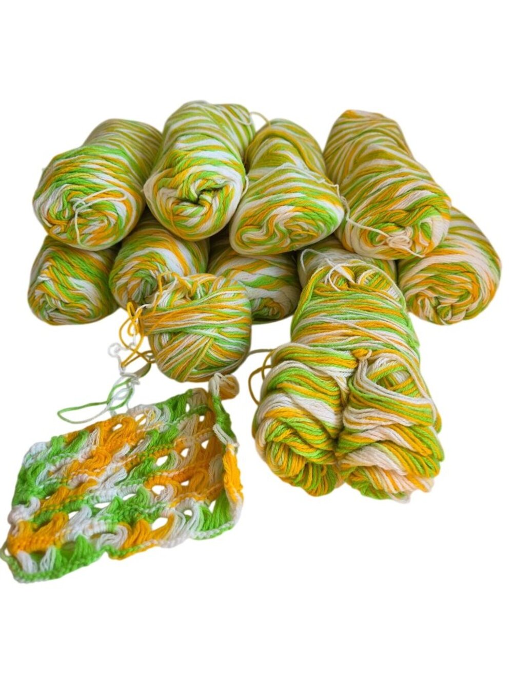 Vtg Lot of Sayelle Ombre Yarn Orange Green 100% Orlon Acrylic 4 Ply KMart 1970's